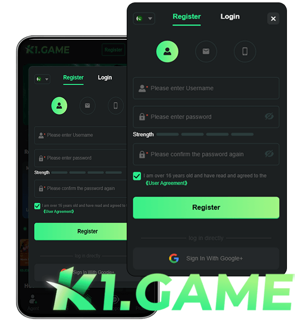 K1 Game Register interface