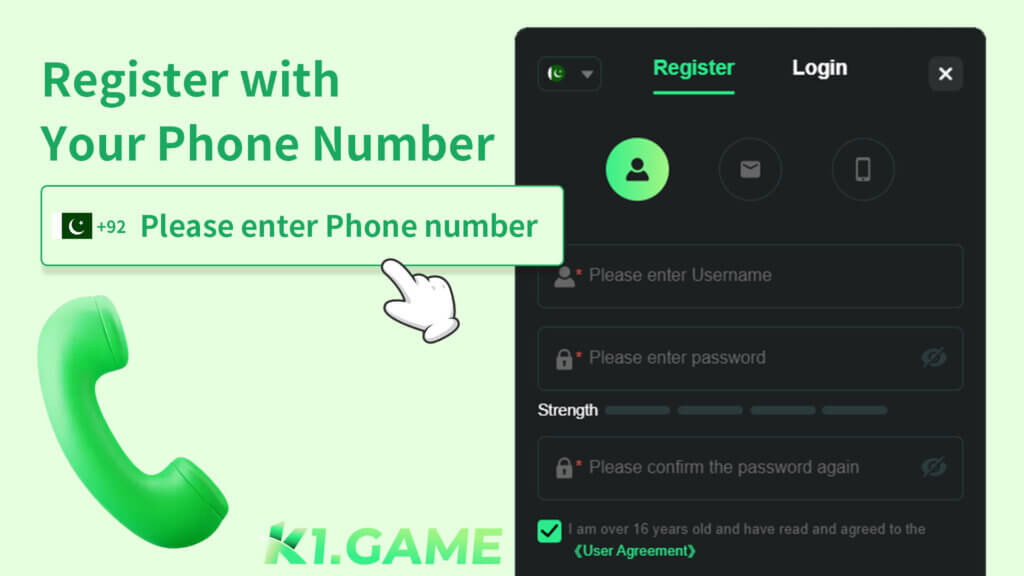 K1 Game Register: Sign Up with Your Phone Number